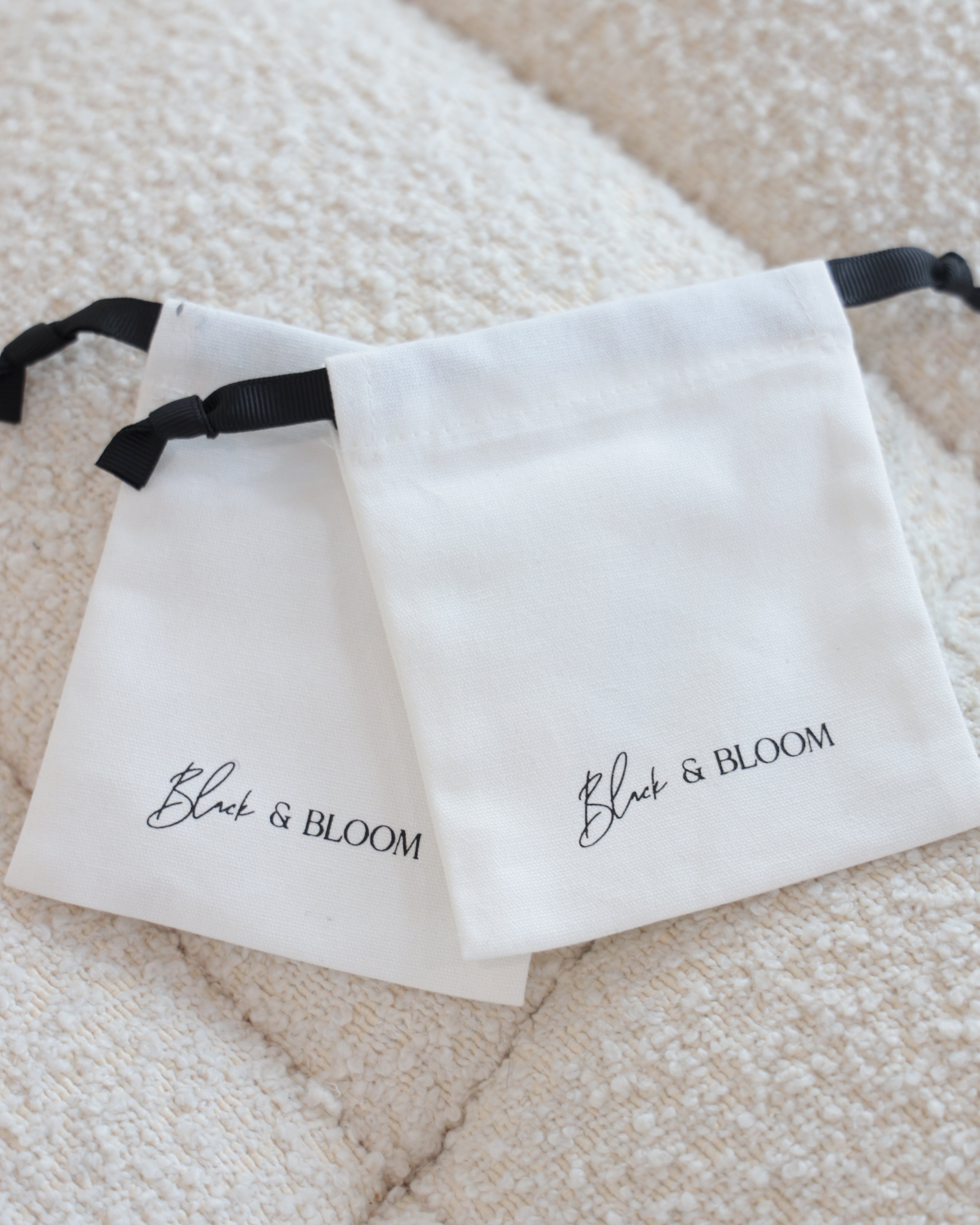 Linen Pouch - Black & Bloom