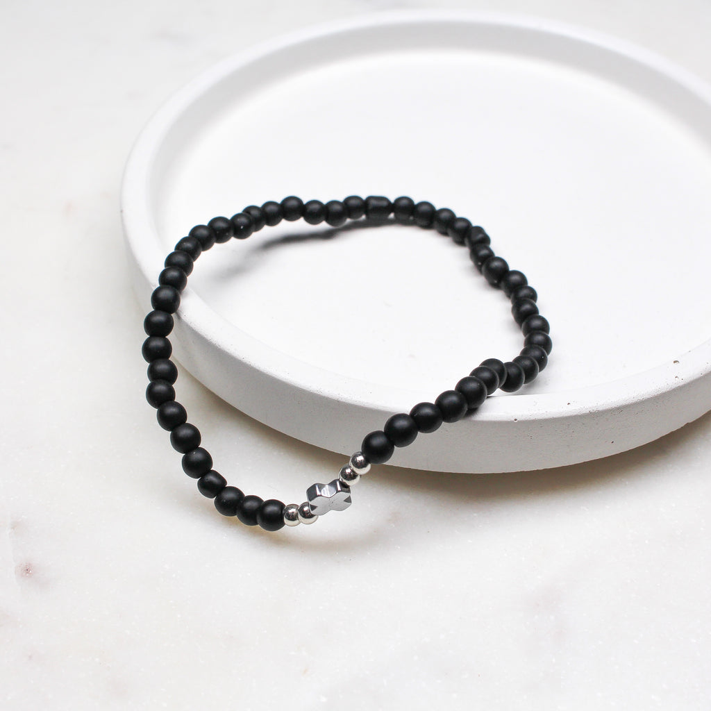 OLLIE CROSS BRACELET - Black & Bloom