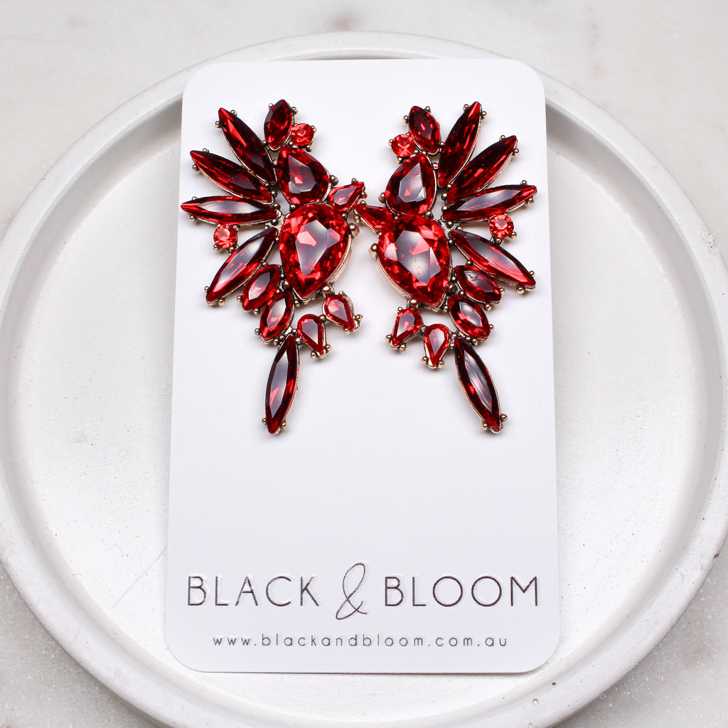 RAMONA EARRINGS RED - Black & Bloom