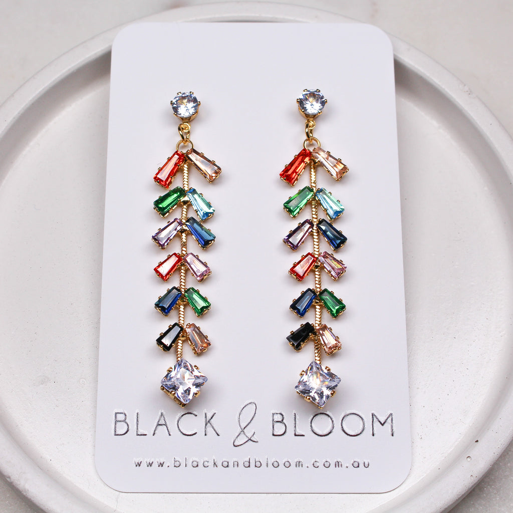 ZOEY EARRINGS - Black & Bloom