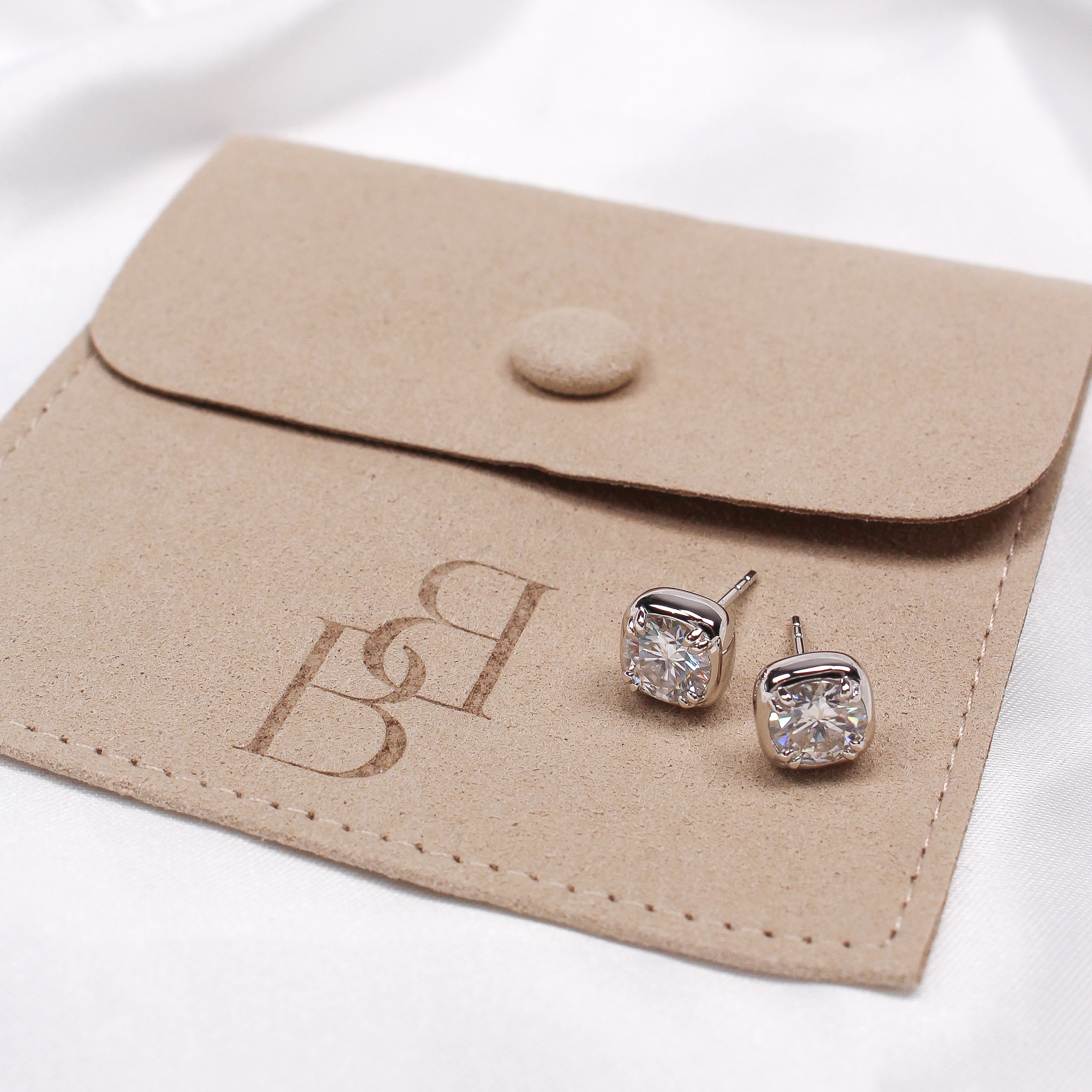 ROUND BEZEL MOISSANITE EARRINGS SILVER - Black & Bloom