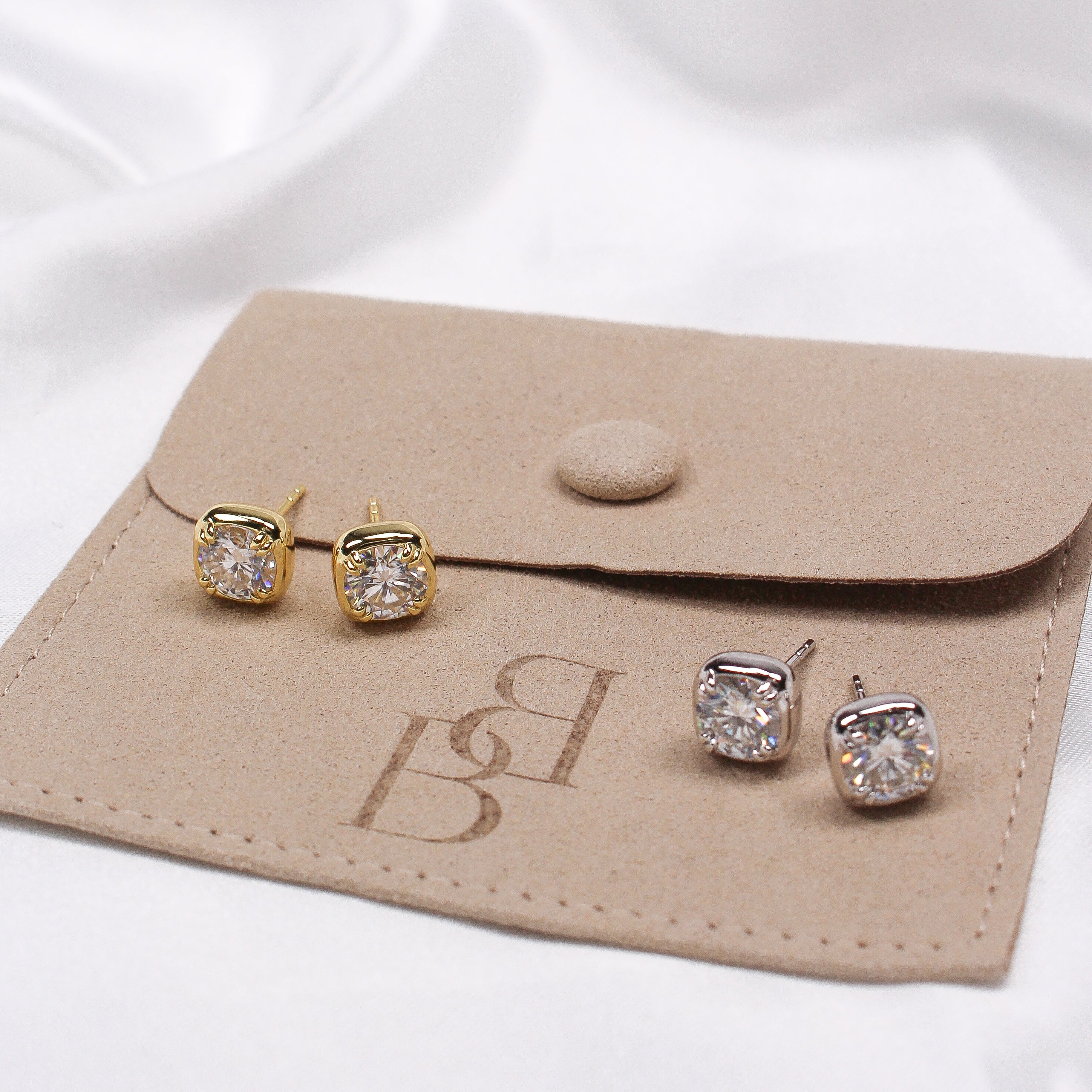 ROUND BEZEL MOISSANITE EARRINGS GOLD - Black & Bloom