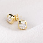 ROUND BEZEL MOISSANITE EARRINGS GOLD - Black & Bloom