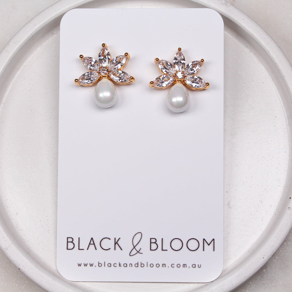 SIAN EARRINGS GOLD - Black & Bloom