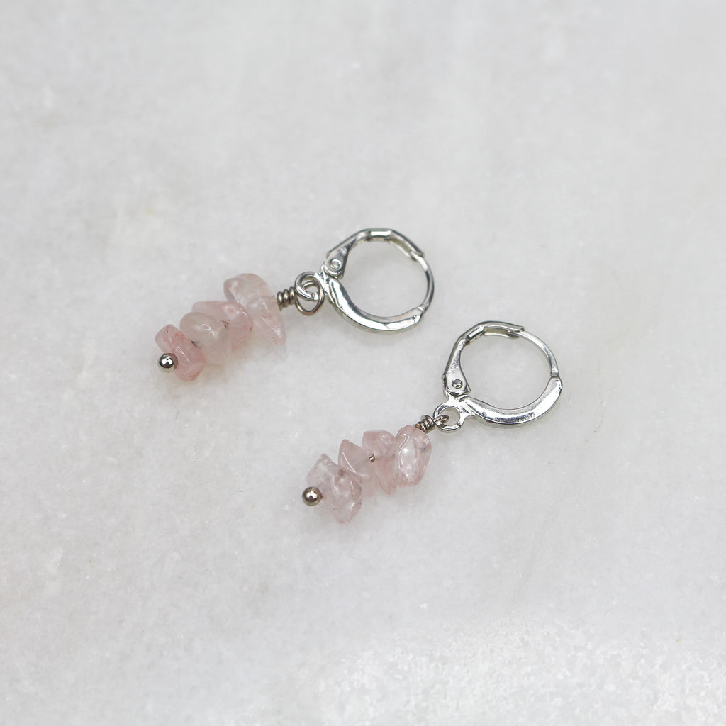 RAYA EARRINGS PINK SILVER - Black & Bloom