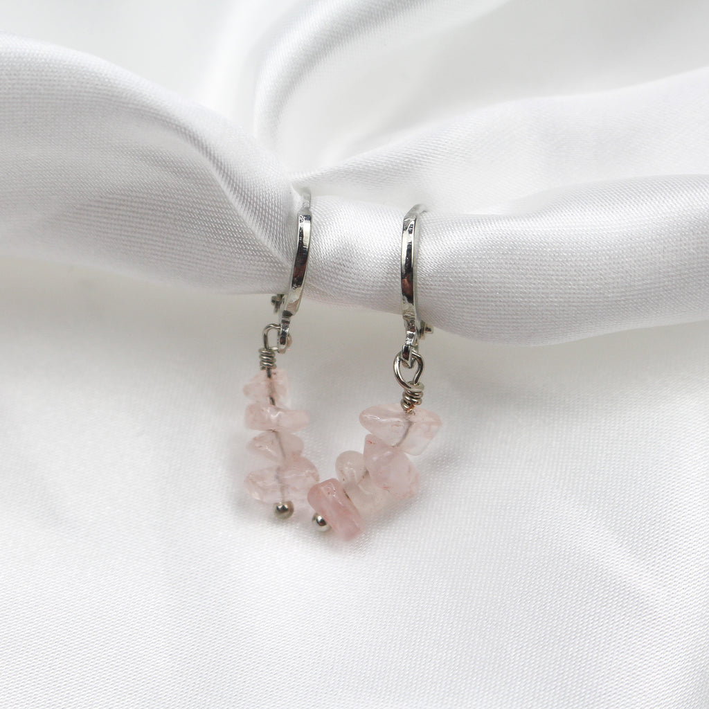 RAYA EARRINGS PINK SILVER - Black & Bloom