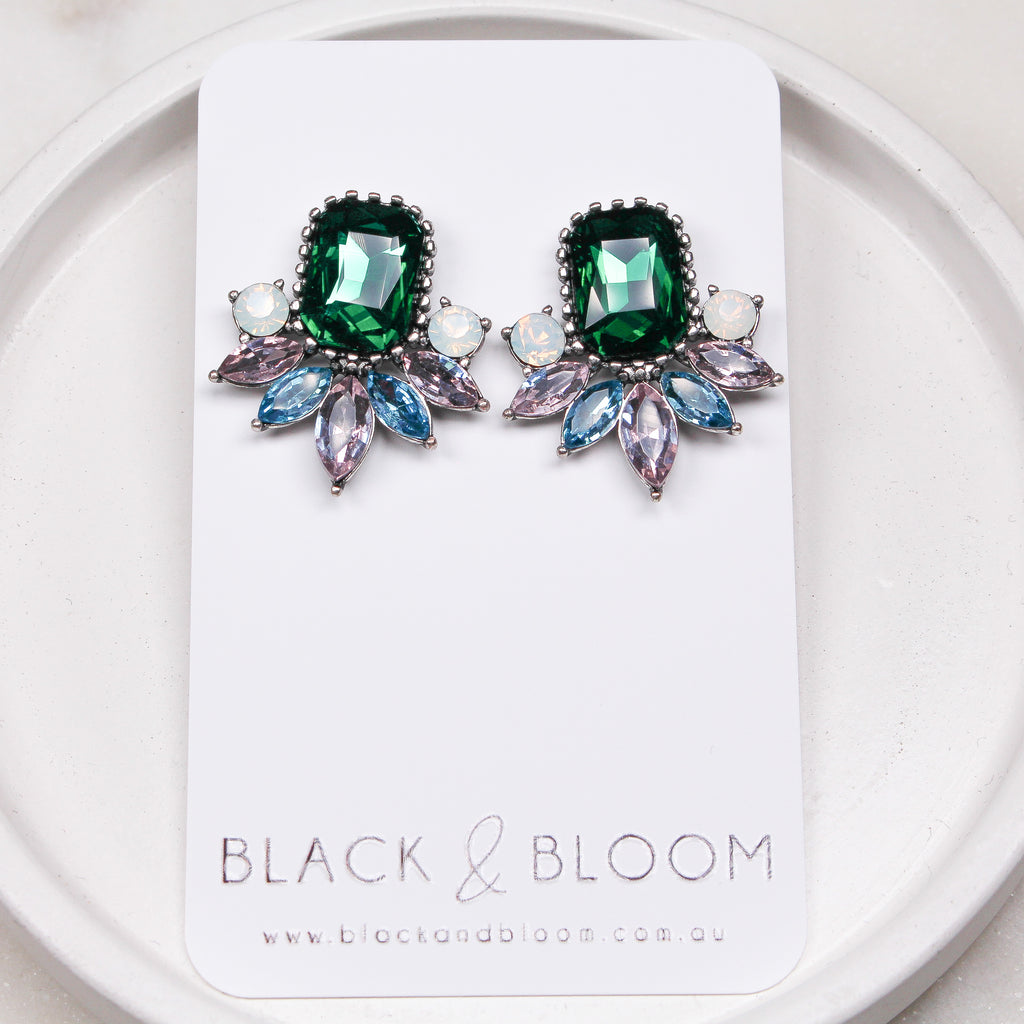 AMELIA EARRINGS - Black & Bloom