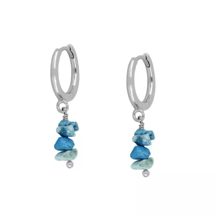 RAYA EARRINGS BLUE SILVER - Black & Bloom