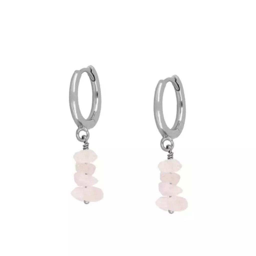 RAYA EARRINGS PINK SILVER - Black & Bloom