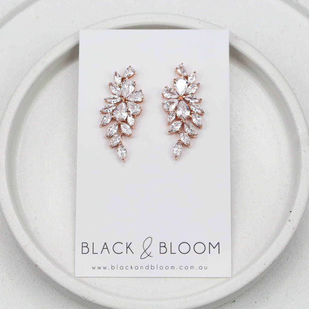 MARCIE EARRINGS ROSE GOLD - Black & Bloom