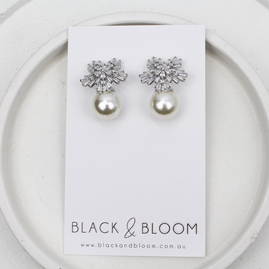 LAUREN EARRINGS - Black & Bloom