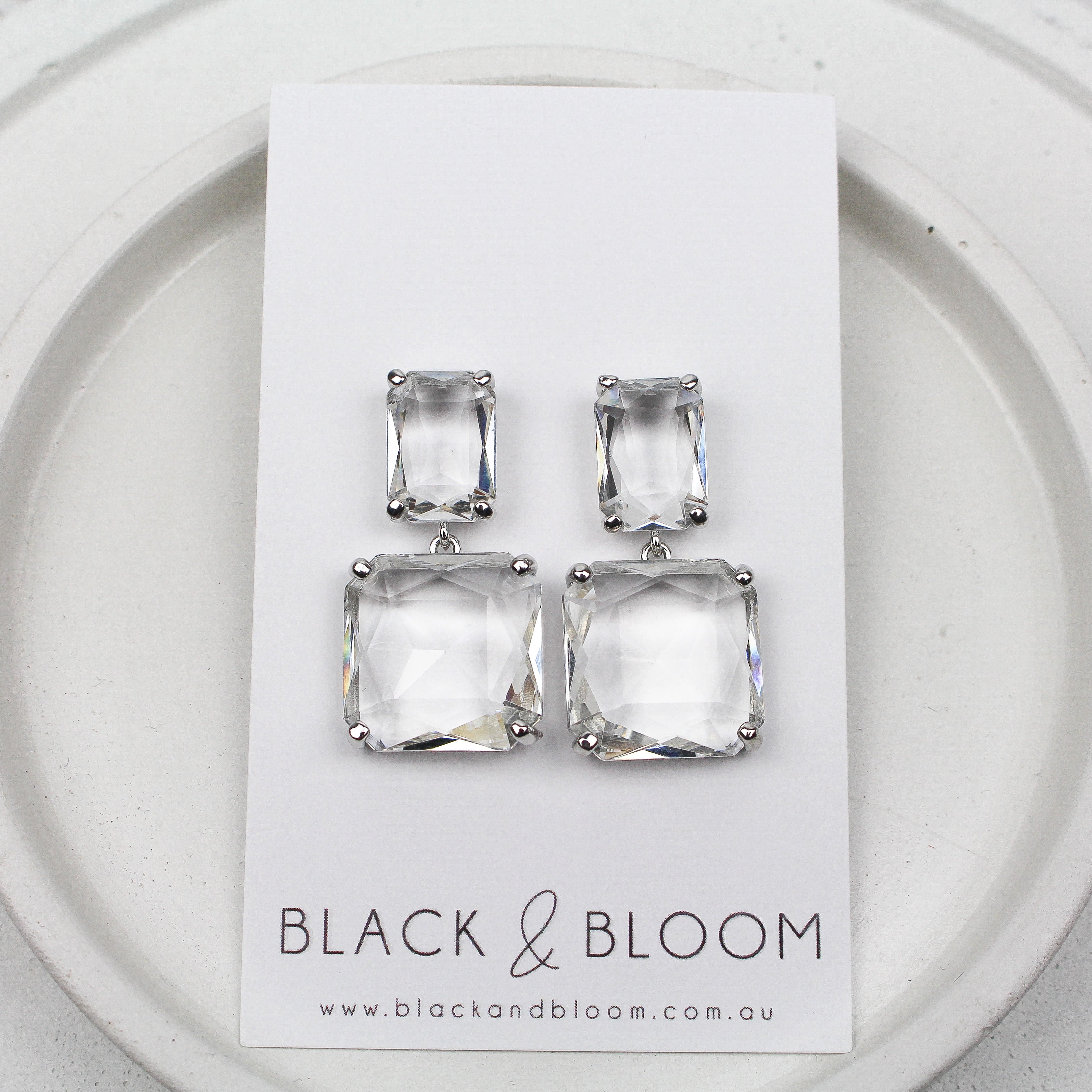 BRONTE EARRINGS SILVER - Black & Bloom
