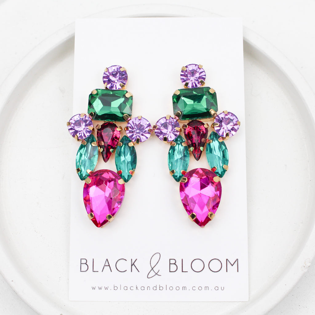 KATE EARRINGS - Black & Bloom