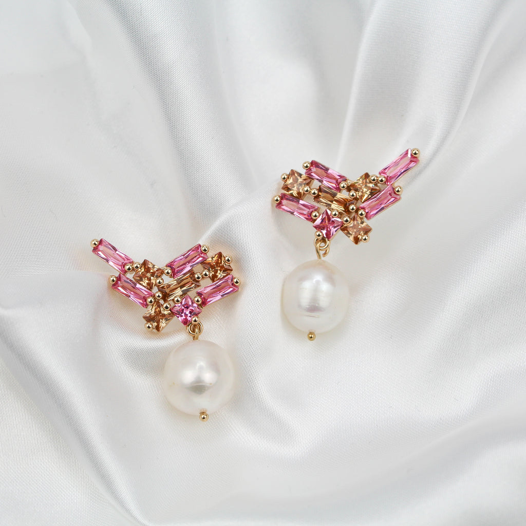 PRE ORDER - TIA EARRINGS PINK - Black & Bloom